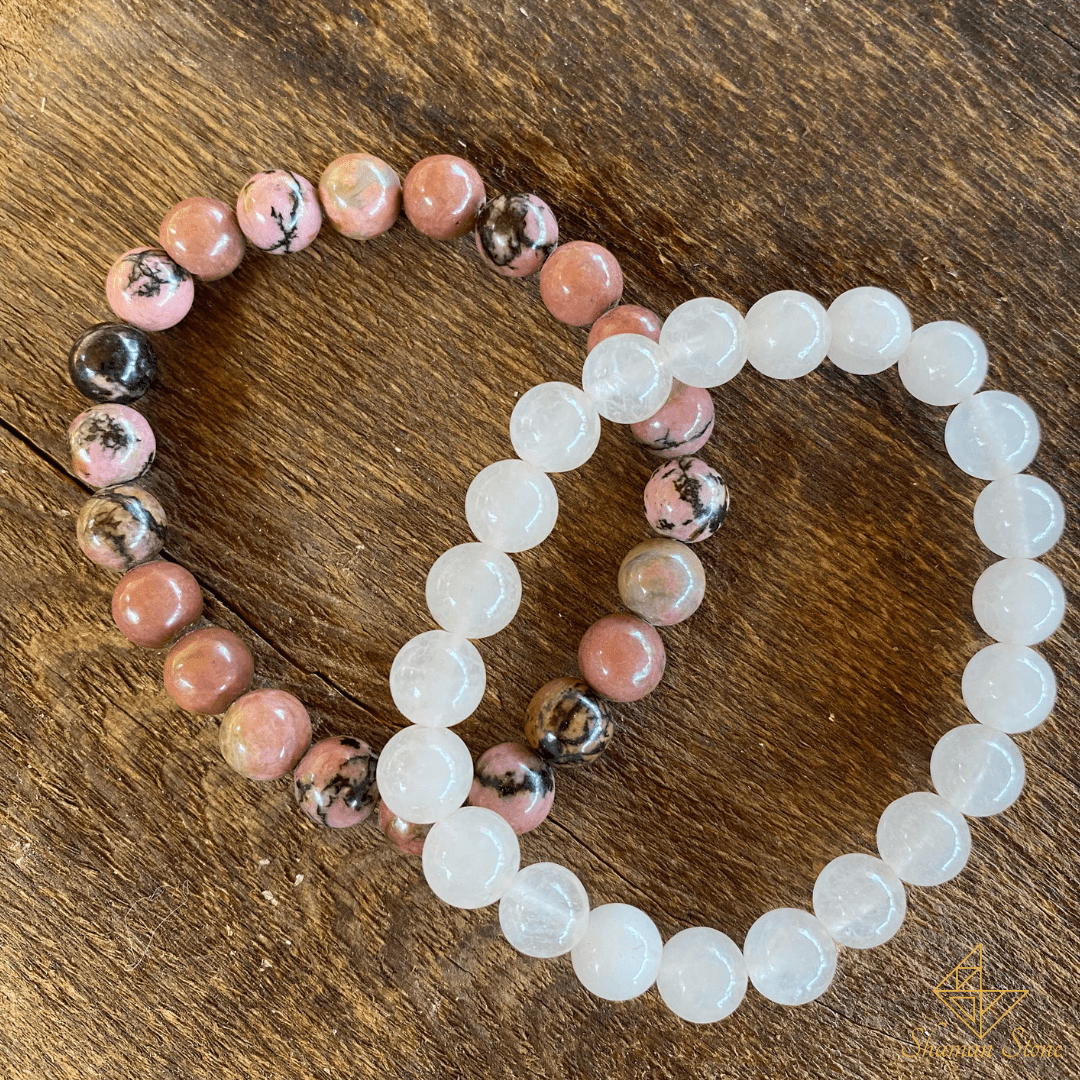 Bracelets "amour de soi" en Rhodonite et Quartz rose