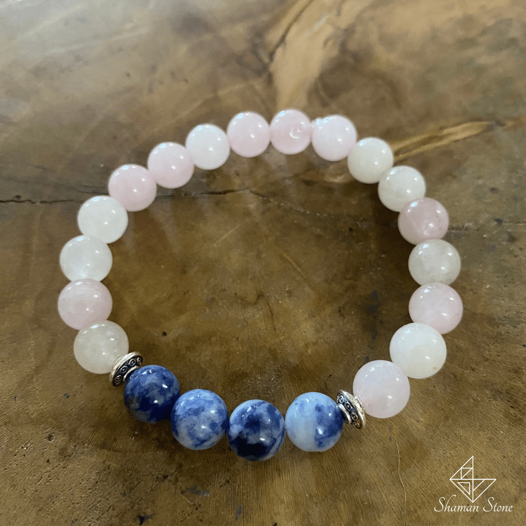 Bracelet de guérison en quartz rose et sodalite