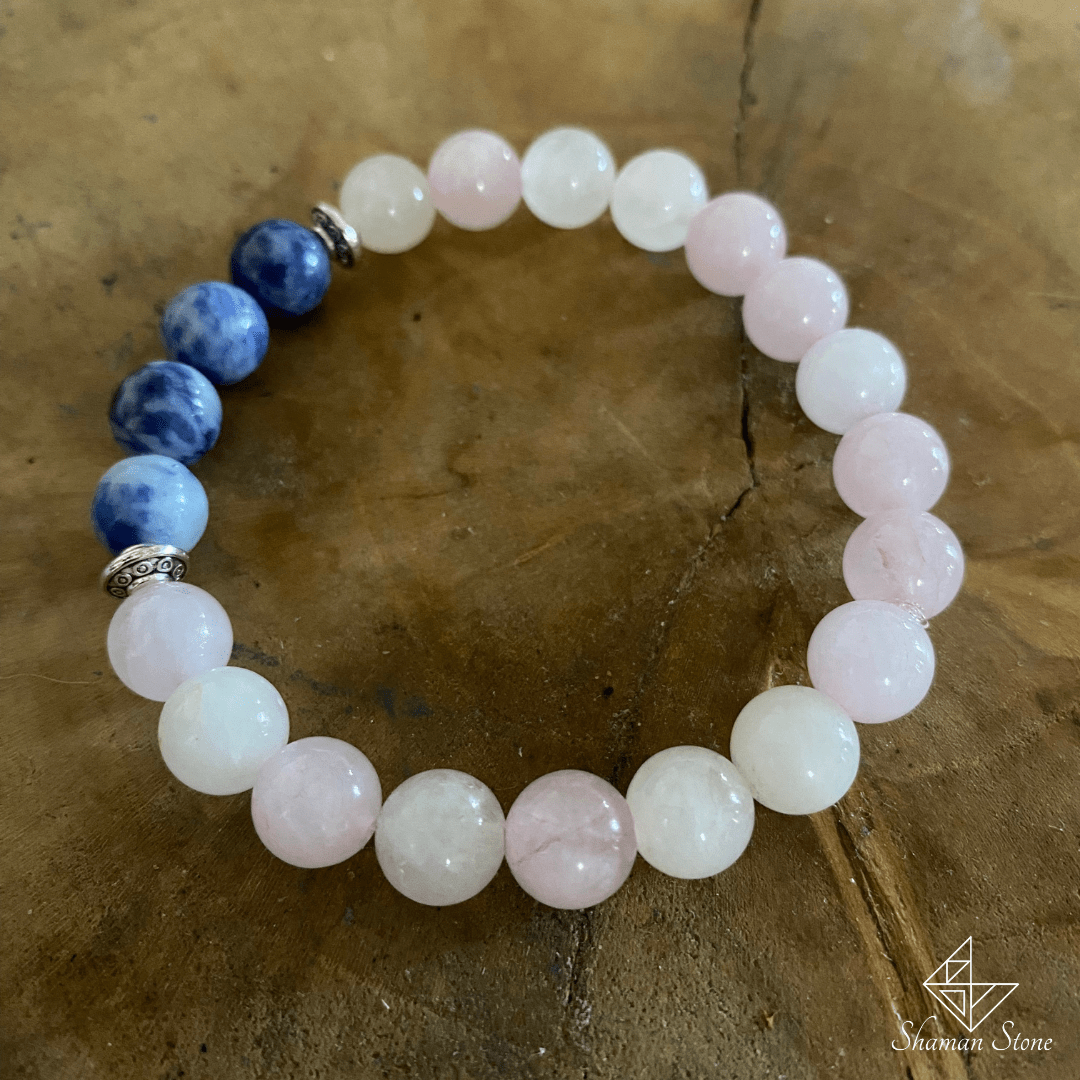 Bracelet de guérison en quartz rose et sodalite