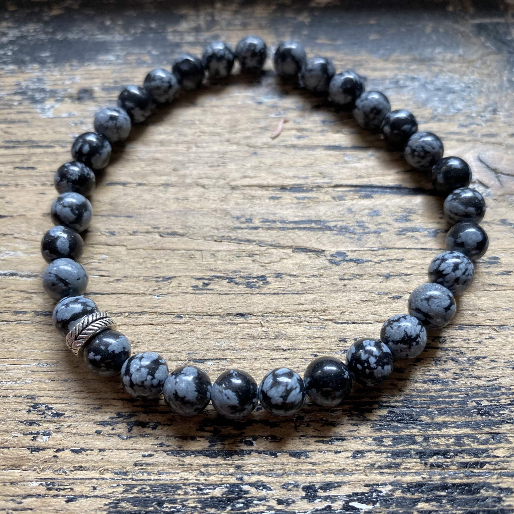 Bracelet pour homme en obsidienne mouchetée