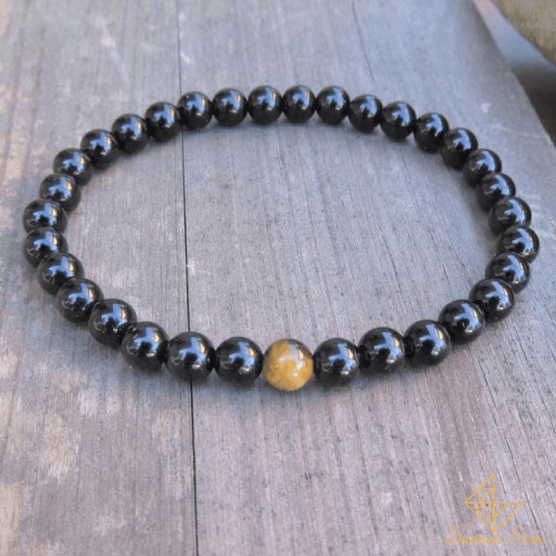 Bracelet "Ancrage" en Onyx et oeil de tigre