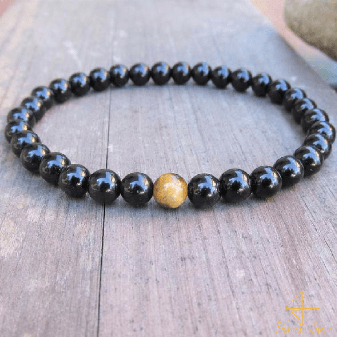 Bracelet "Ancrage" en Onyx et oeil de tigre