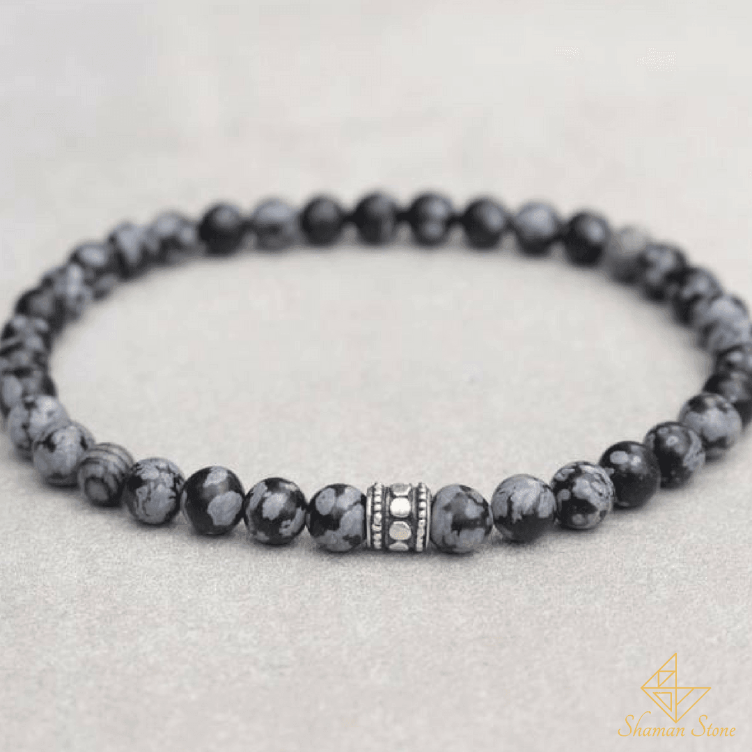 Bracelet pour homme en obsidienne mouchetée