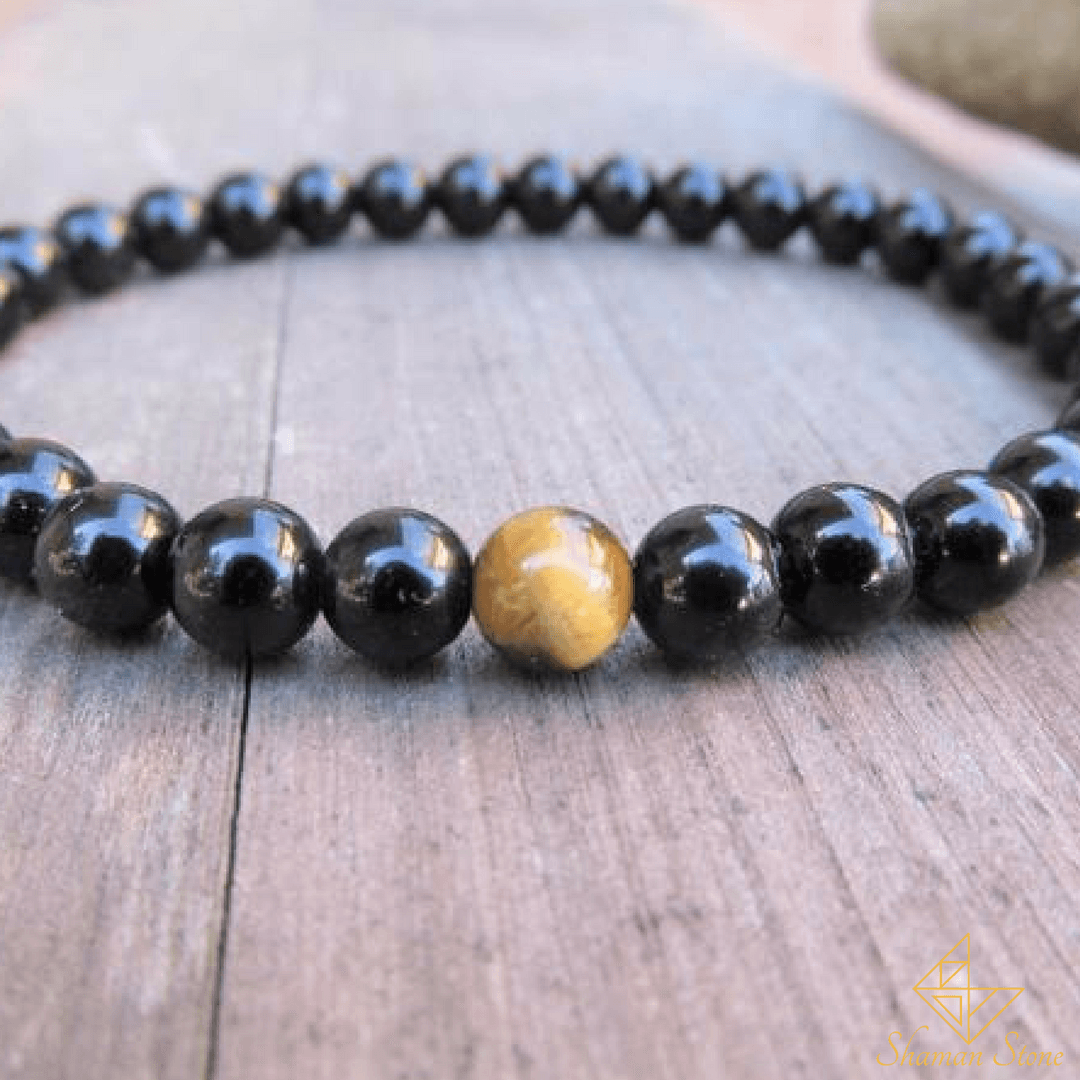 Bracelet "Ancrage" en Onyx et oeil de tigre