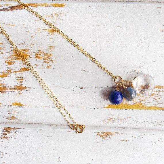 Collier Protection et Sérénité - Quartz, Cyanite et Lapis Lazuli