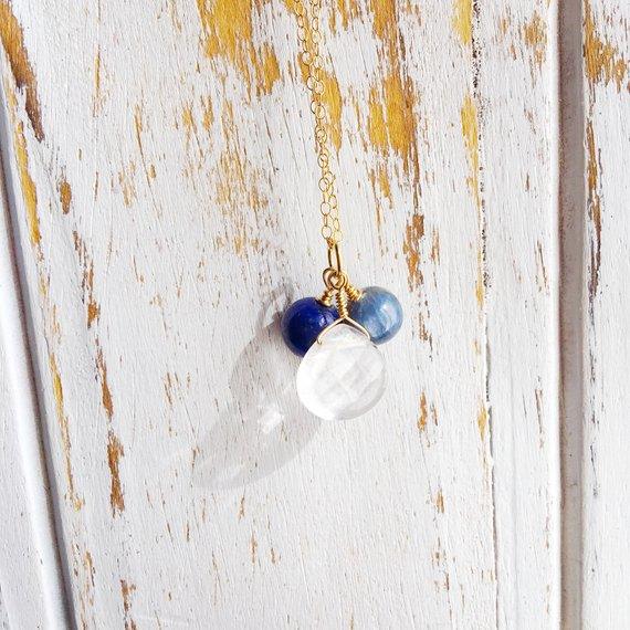 Collier Protection et Sérénité - Quartz, Cyanite et Lapis Lazuli