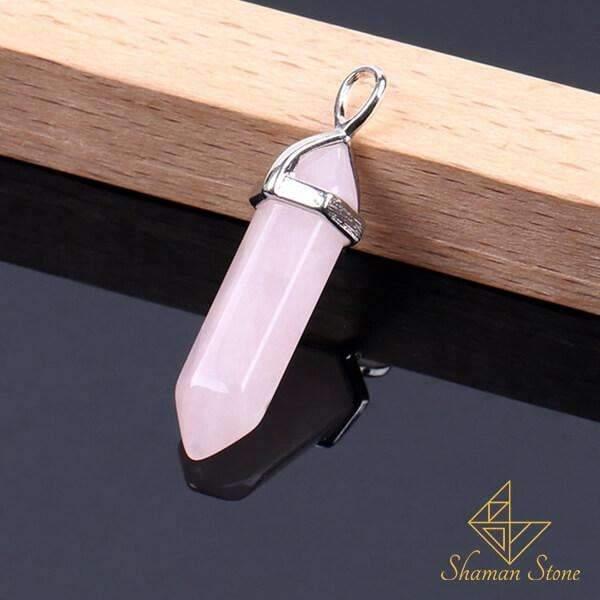 pendentif pointe en quartz rose