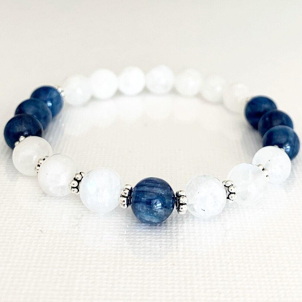 Bracelet "bonheur du couple" en Cyanite et Pierre de lune