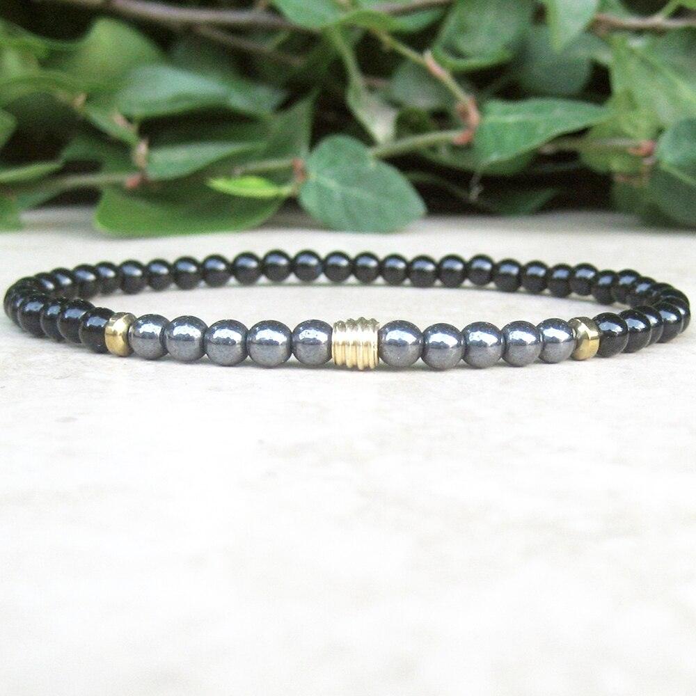 Bracelet pierre onyx et hématite pour homme