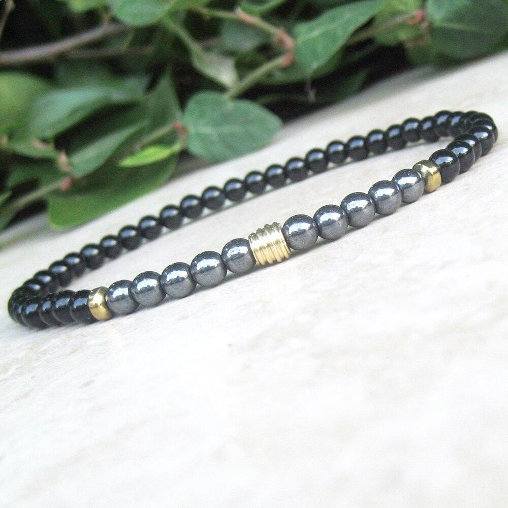 Bracelet pierre onyx et hématite pour homme