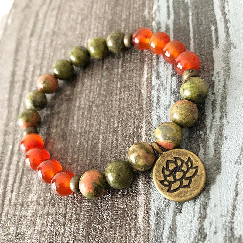 Bracelet "Maternité" en Unakite et Cornaline