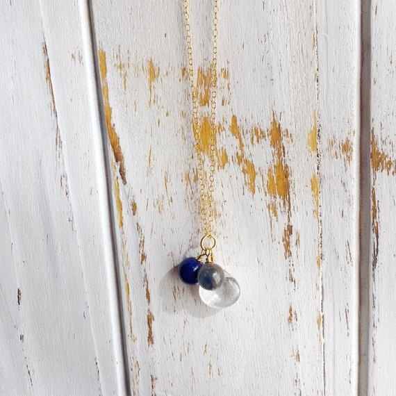 Collier Protection et Sérénité - Quartz, Cyanite et Lapis Lazuli