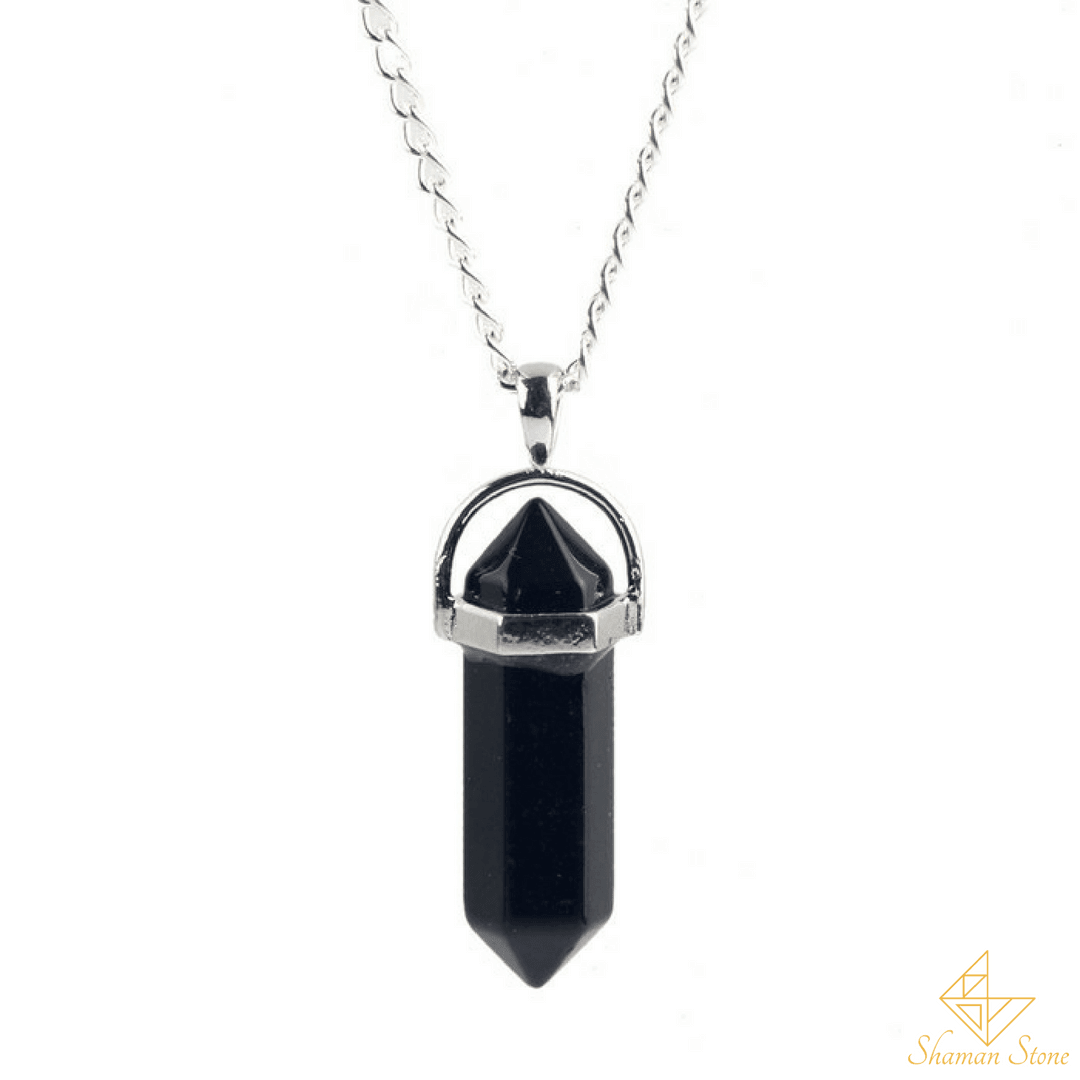 Pendentif en pierre d'obsidienne noire aux vertus protectrices