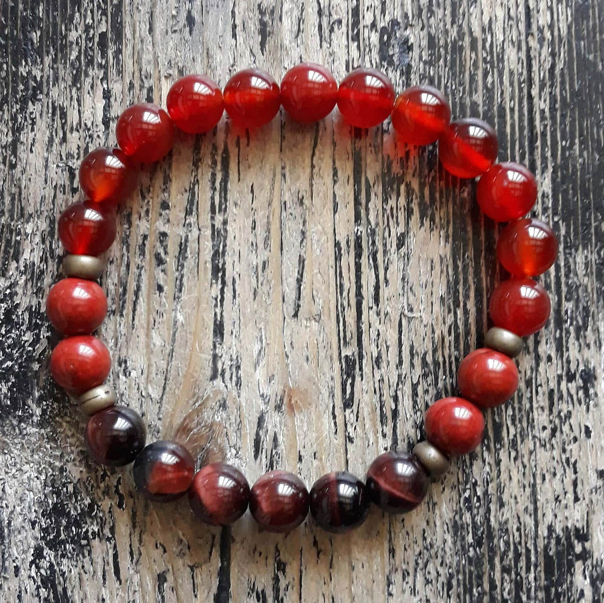 Bracelet libido en cornaline et oeil de tigre rouge