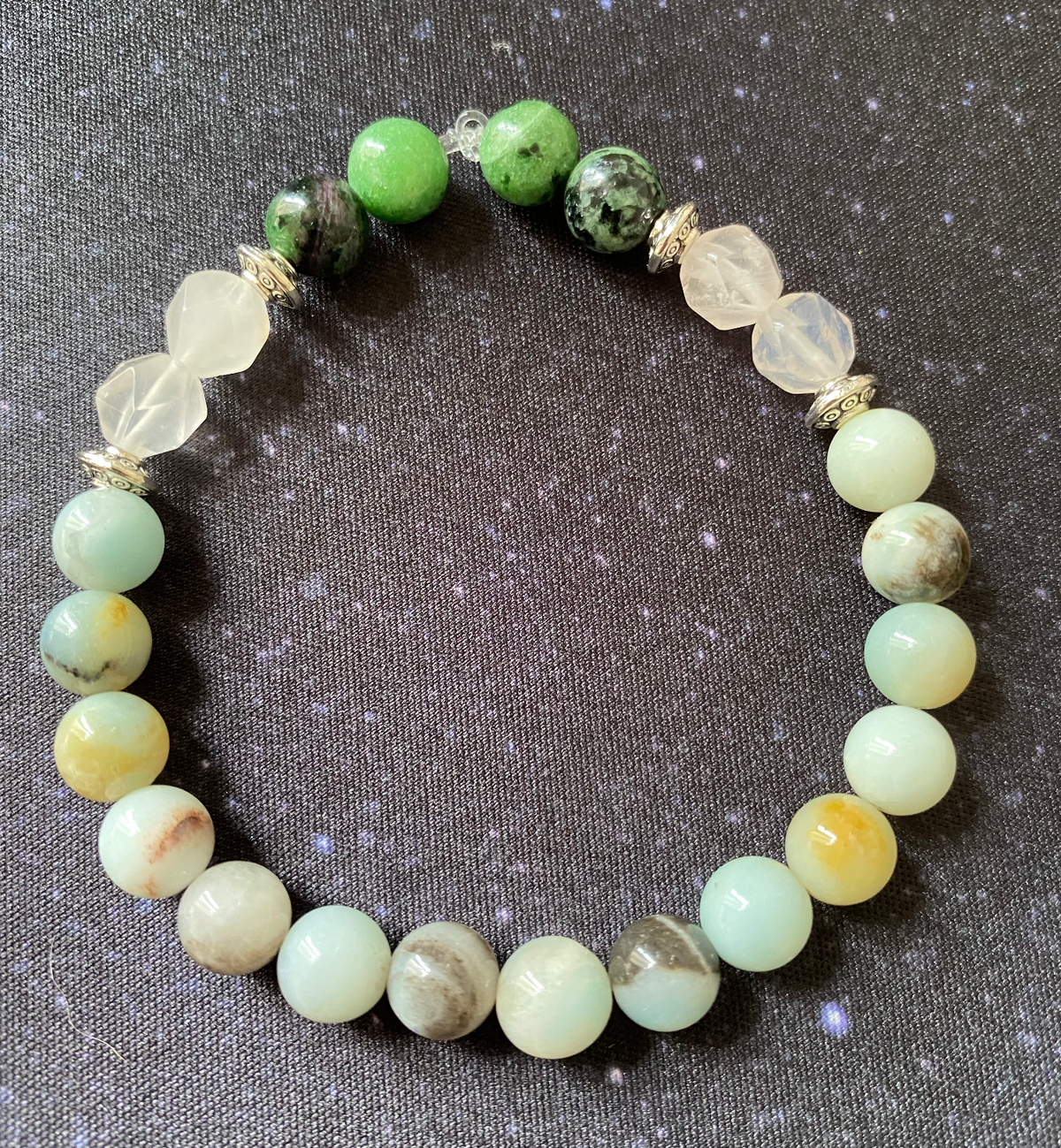 Bracelet douceur en Quartz rose et Amazonite