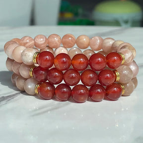 Bracelet Vitalité Sexuelle et Libido en Cornaline et Pierre de Soleil - Éveillez votre Passion