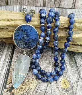 Collier en Sodalite, Labradorite et Quartz - Intuition et Harmonie
