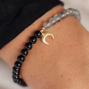 Bracelet en Labradorite et Tourmaline Noire - Protection et Intuition sous la Lune