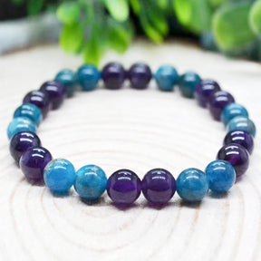 Bracelet en Améthyste et Apatite - Sérénité et Communication