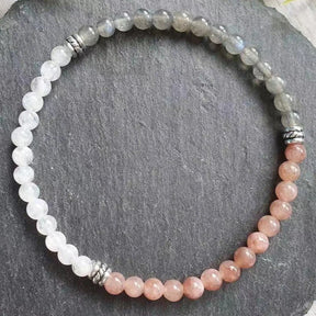 Bracelet en Pierre de Lune, Pierre de Soleil et Labradorite - Magie Féminine et Intuition