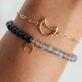Bracelet en Labradorite et Tourmaline Noire - Protection et Intuition sous la Lune