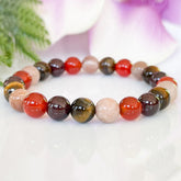 Bracelet en Oeil de Tigre, Pierre de Soleil, Grenat et Cornaline - Énergie et Vitalité