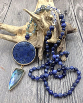 Collier en Sodalite, Labradorite et Quartz - Intuition et Harmonie
