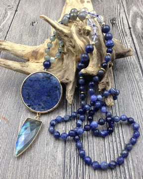 Collier en Sodalite, Labradorite et Quartz - Intuition et Harmonie