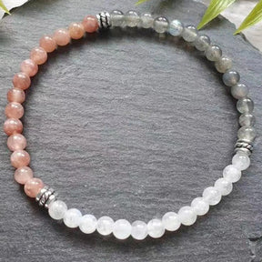 Bracelet en Pierre de Lune, Pierre de Soleil et Labradorite - Magie Féminine et Intuition