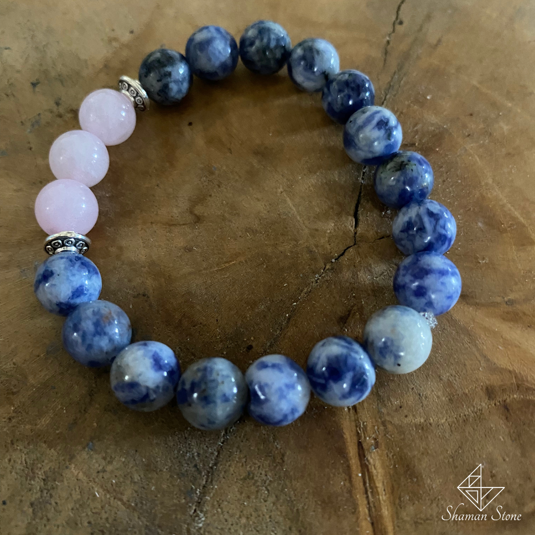 Bracelet "Confiance" en sodalite et quartz rose