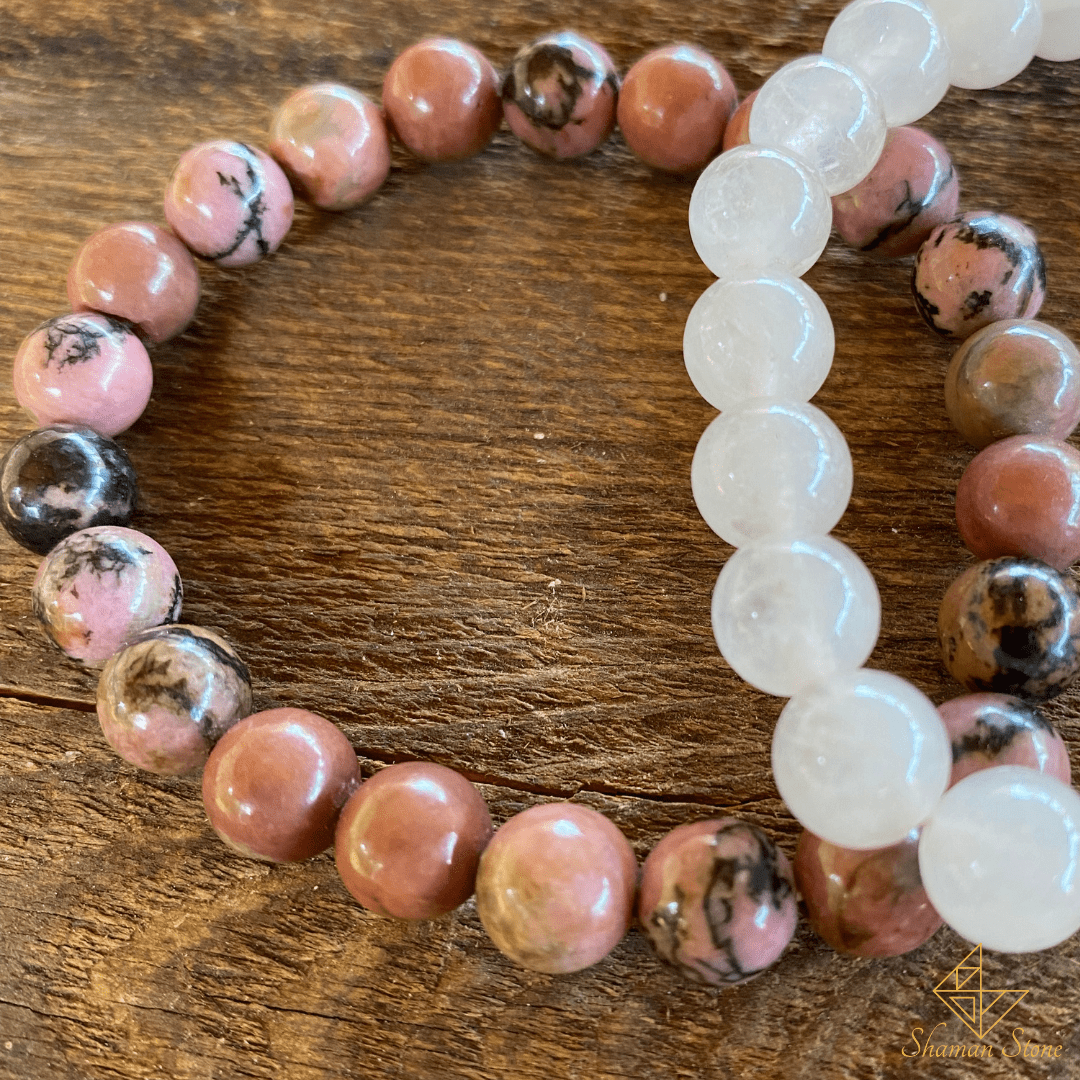Bracelets "amour de soi" en Rhodonite et Quartz rose
