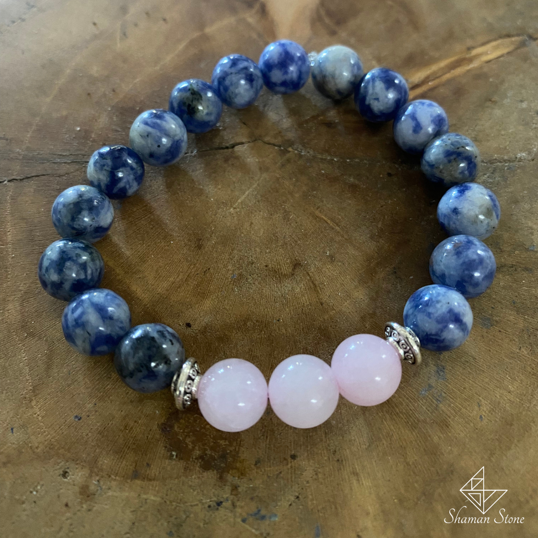 Bracelet "Confiance" en sodalite et quartz rose