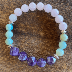 Bracelet douceur en Quartz rose et Amazonite