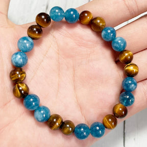Bracelet "Non-dits" en apatite et oeil de tigre