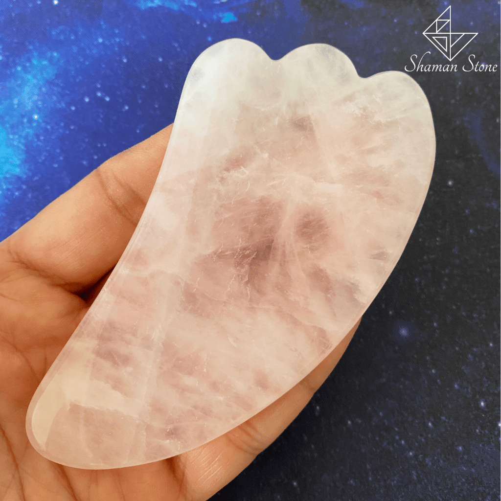 Pierre pour massage Gua sha en quartz rose