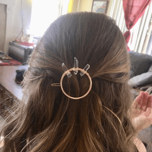 Barrette ronde avec petit cristaux