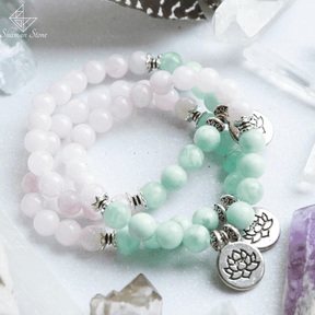 Bracelet amazonite et quartz rose