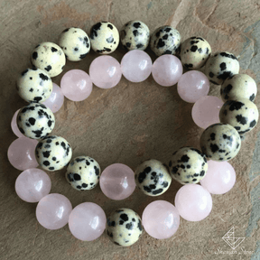 Bracelet féminin sacré, pierre naturelle quartz rose et jaspe