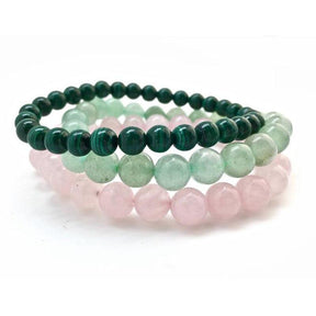 Bracelet apaisant en malachite, quartz rose et aventurine