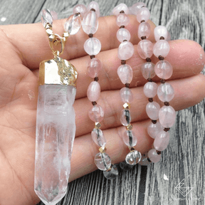 Collier pierre de l'amour éternel en quartz rose