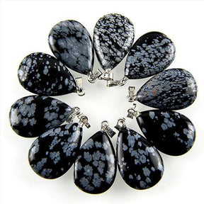 Pendentif bouclier en obsidienne flocon de neige