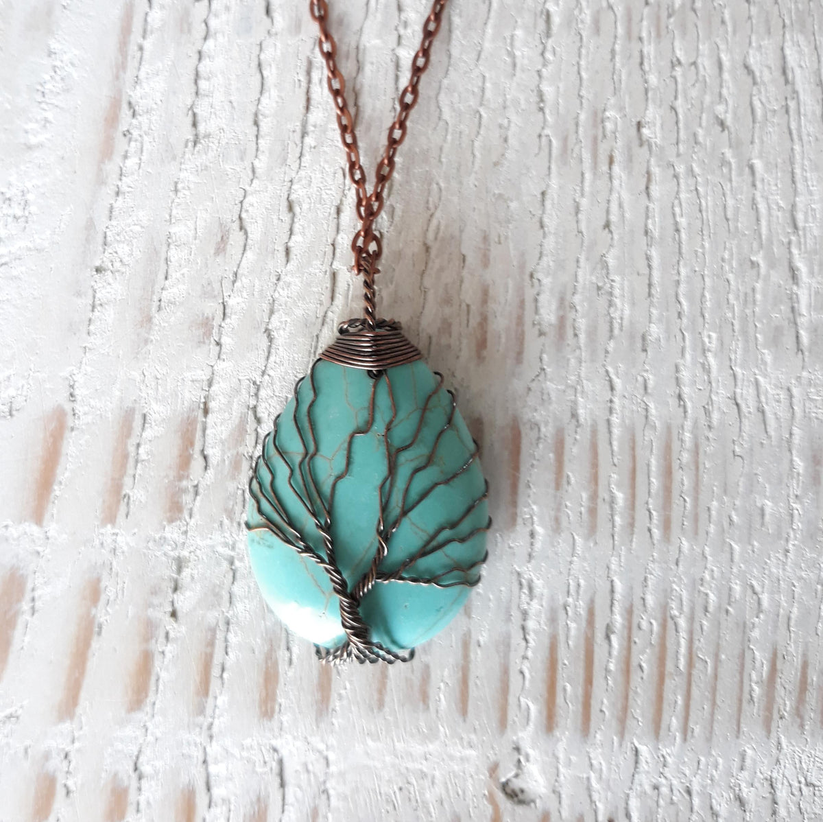 Pendentif arbre de vie en turquoise - Equilibre du ying et du yang