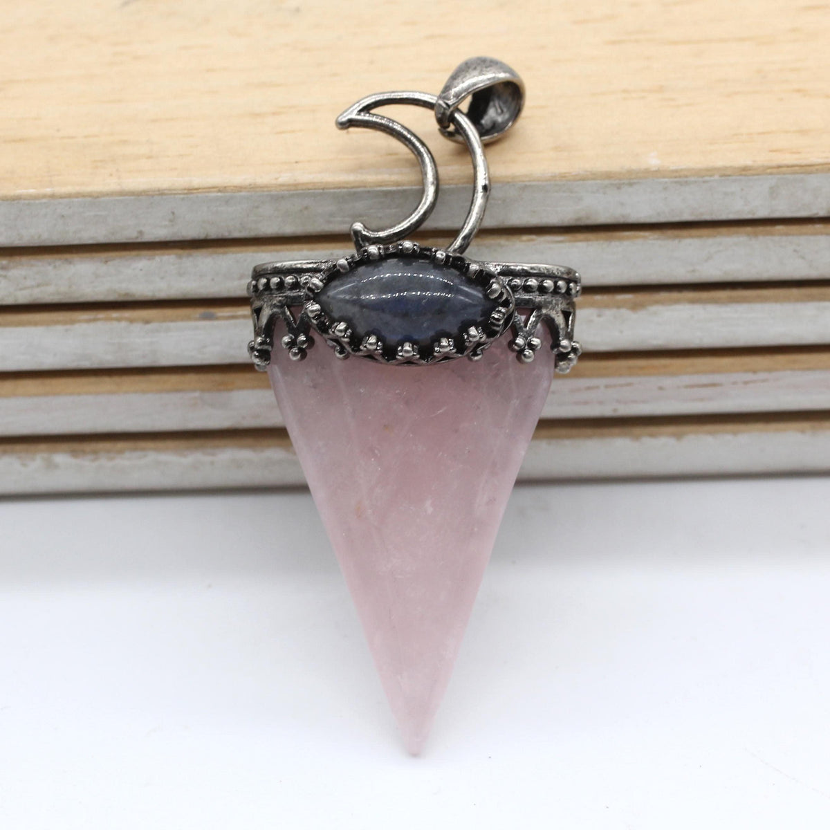 Pendentif de guérison en quartz rose et labradorite