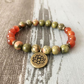 Bracelet "Maternité" en Unakite et Cornaline