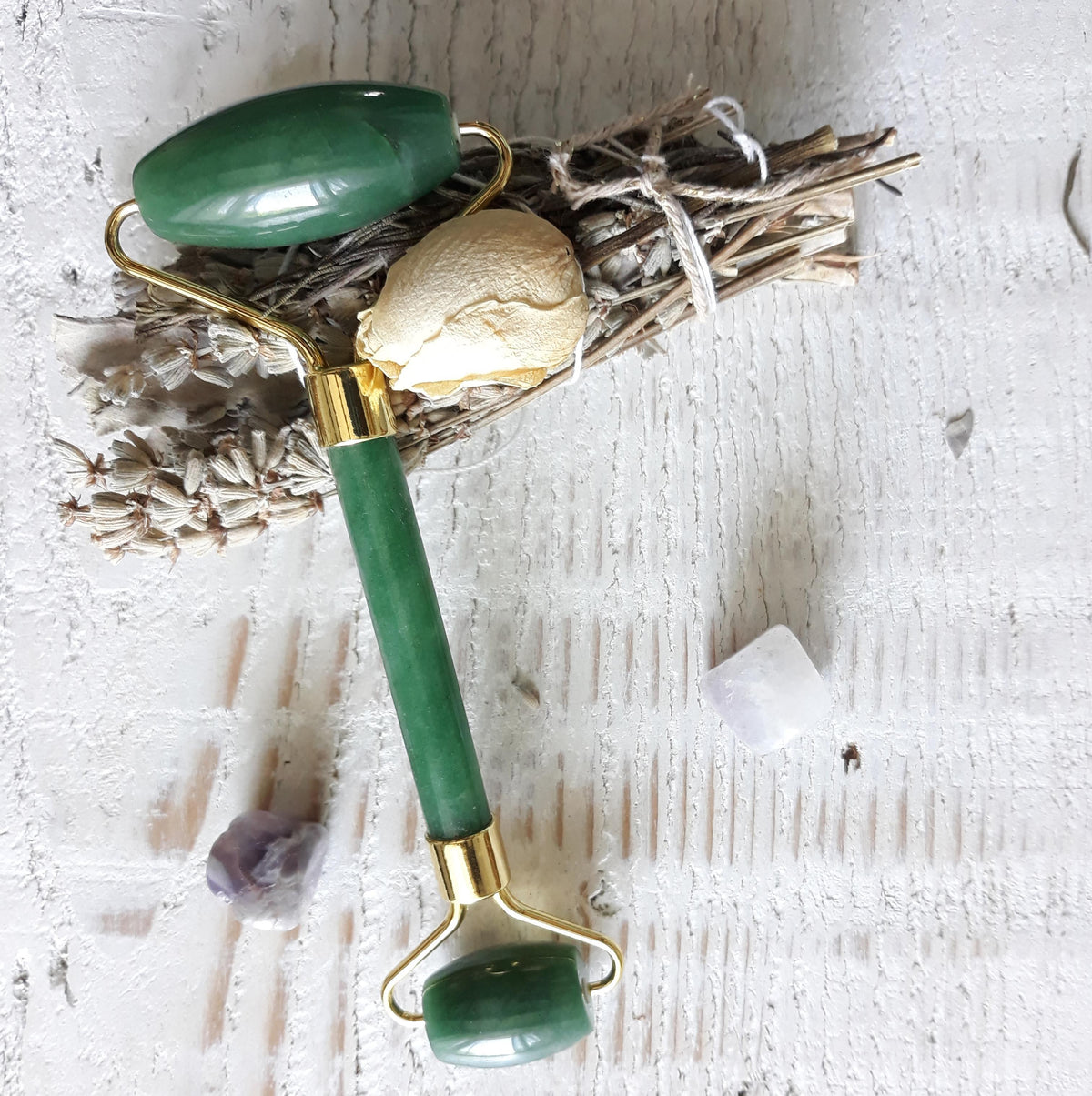 Rouleau de massage en aventurine verte